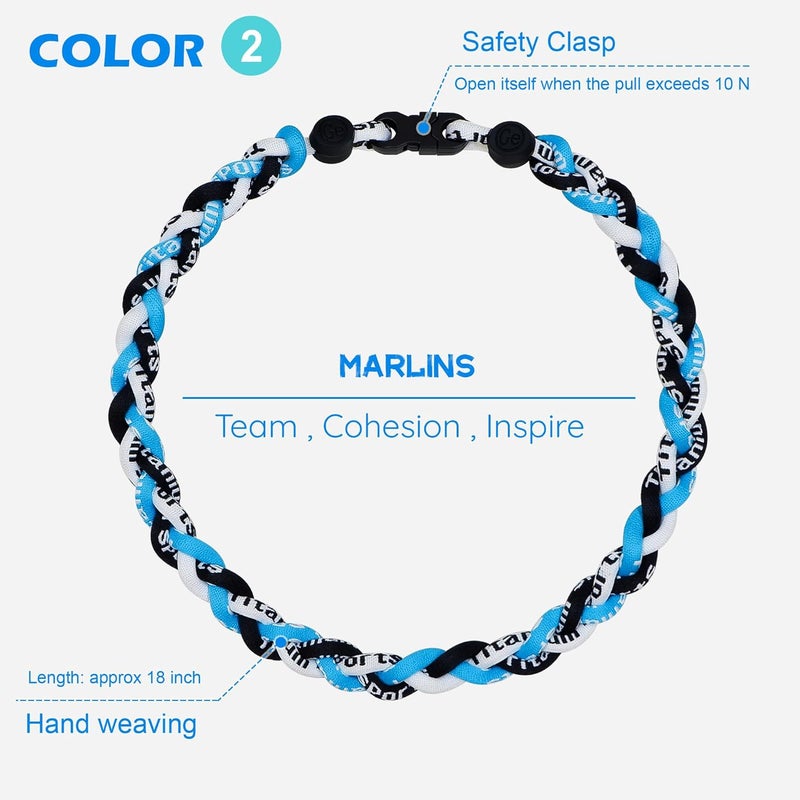 SUPBOMM 3 pcs Baseball Rope Necklaces, League Team Colors Braided Necklace, Baseball Team Gifts - Image 3